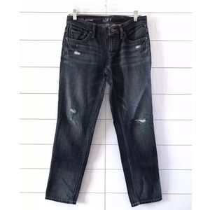 LOFT Blue Denim Distressed Boyfriend Jeans